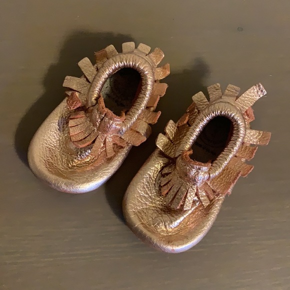 Freshly Picked Metallic Leather Moccasins - Baby Size 3 - Picture 2 of 3